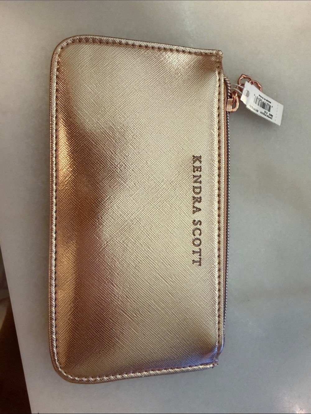 Kendra Scott Metallic Rose Gold Zip-Around Wallet